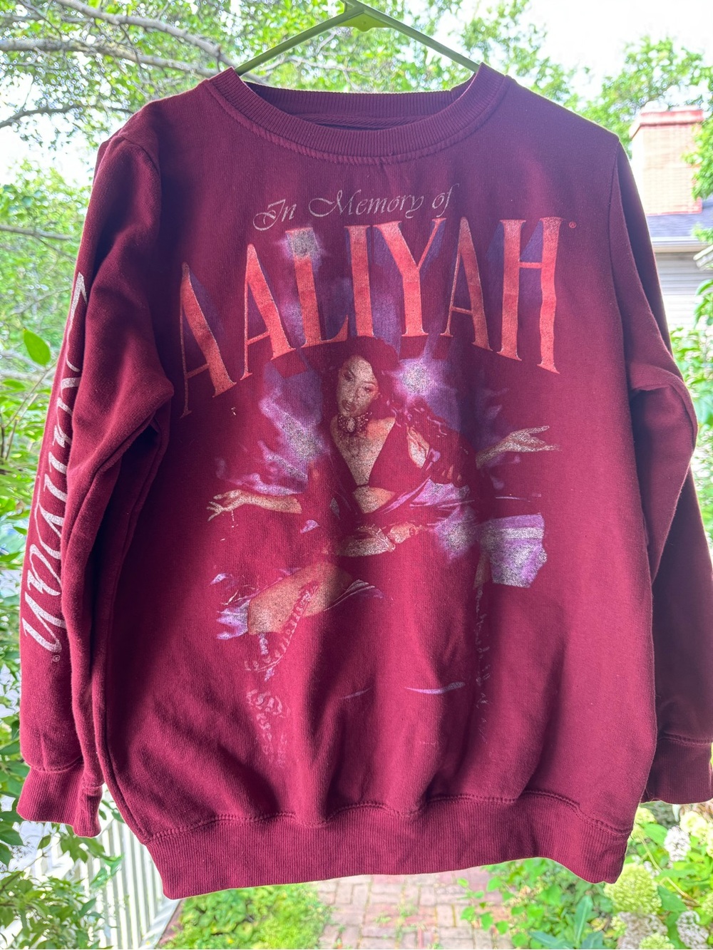 Aaliyah Memorial Crewneck Sweatshirt - Deep Burgundy